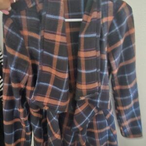 FAVLUX Black and Orange Plaid Teddy Jacket